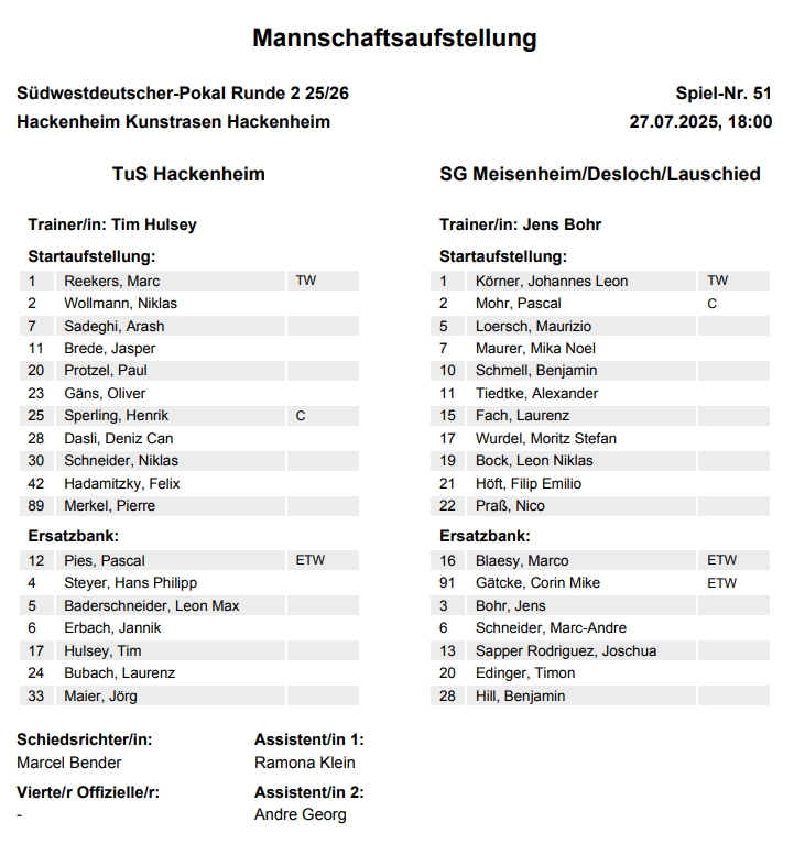 Aufstellung
